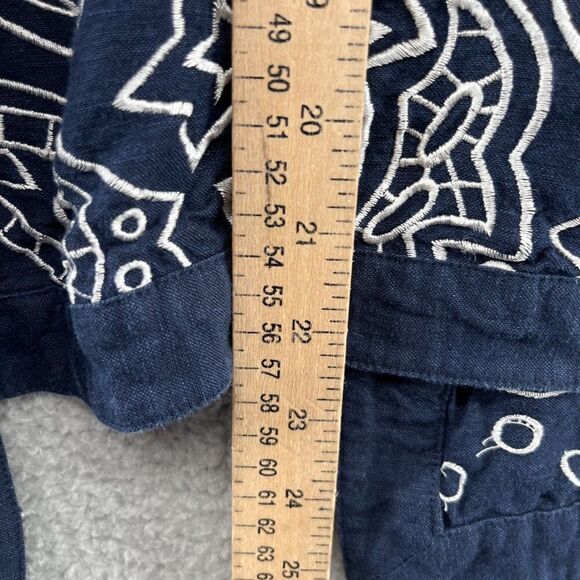 Victor Costa Occasion embroidered Jacket linen paisley Navy Blue White Sz 1X - Picture 10 of 13